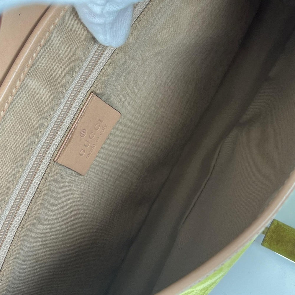 GUCCI グッチ ショルダーバッグ ｼﾞｬｯｷｰ 001-3824 GGキャンバス レモンイエロー シルバー金具 レディース【中古品】