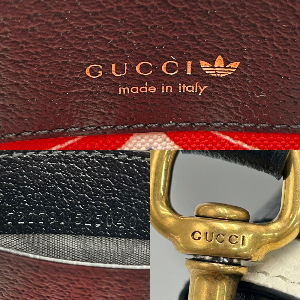 GUCCI グッチ ショルダーバッグ アディダスコラボ ミニショルダーバッグ adidas かばん 鞄 727791 レザー ブラック 黒 ホワイト 白 ゴールド金具 レディース【中古品】