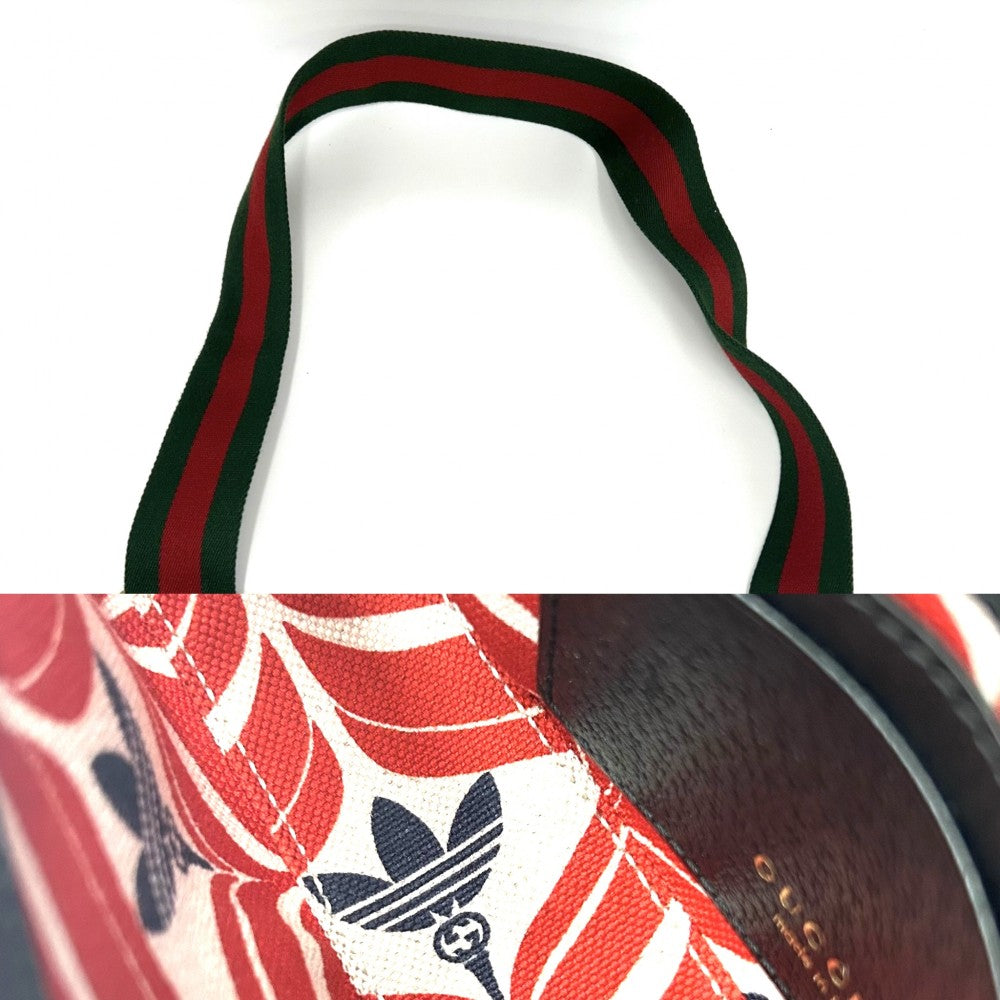 GUCCI グッチ ショルダーバッグ アディダスコラボ ミニショルダーバッグ adidas かばん 鞄 727791 レザー ブラック 黒 ホワイト 白 ゴールド金具 レディース【中古品】