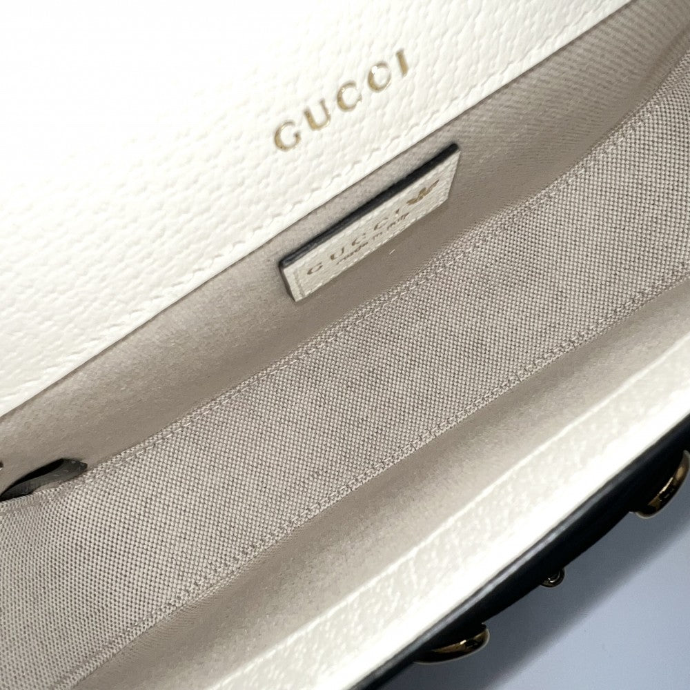 GUCCI グッチ 2WAY アディダスコラボ ホースビット1995 ハンドバッグ ショルダーバッグ adidas シェリーライン 658574 レザー ホワイト 白 ブラック 黒 ゴールド金具 レディース【中古品】
