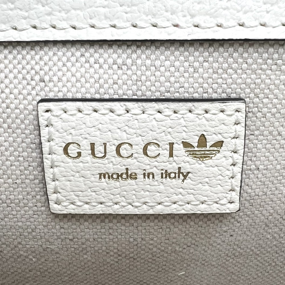 GUCCI グッチ 2WAY アディダスコラボ ホースビット1995 ハンドバッグ ショルダーバッグ adidas シェリーライン 658574 レザー ホワイト 白 ブラック 黒 ゴールド金具 レディース【中古品】