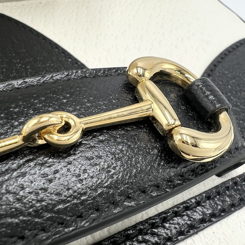 GUCCI グッチ 2WAY アディダスコラボ ホースビット1995 ハンドバッグ ショルダーバッグ adidas シェリーライン 658574 レザー ホワイト 白 ブラック 黒 ゴールド金具 レディース【中古品】