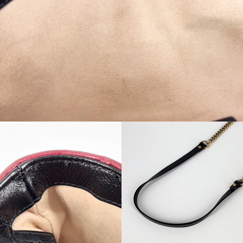 GUCCI グッチ 2WAY GGマーモント キルティングスモールチェーンショルダー ハンドバッグ ショルダーバッグ 鞄 かばん 443497 レザー ブラック 黒 ベージュ アンティークゴールド金具 レディース【中古品】