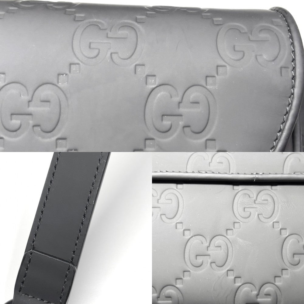 【開店SALE】 GUCCI グッチ ショルダーバッグ GGラバーエフェクト スーパーミニバッグ 794062 ラバー ブラック 黒 ブラック金具 レディース【中古品】