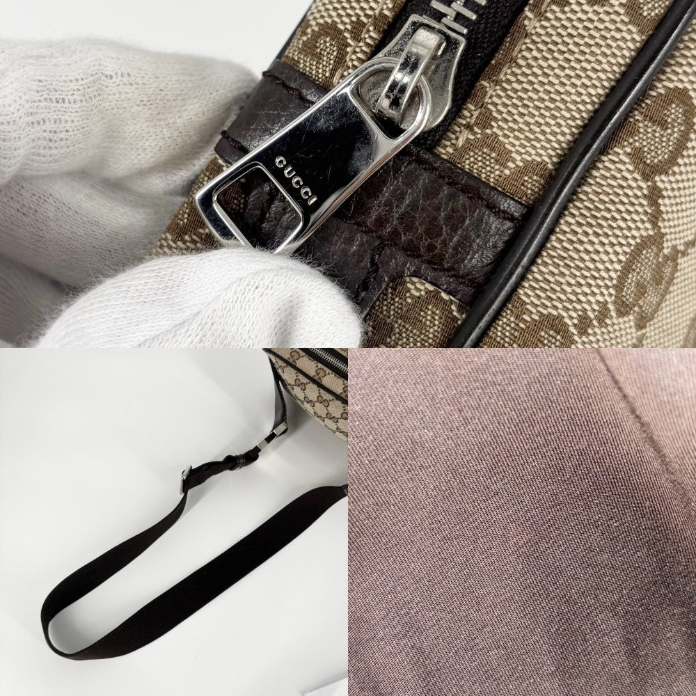 GUCCI グッチ ウエストバッグ ウエストポーチ ボディバッグ 鞄 かばん 449174 GGキャンバス レザー ブラウン 茶 シルバー金具 メンズ【中古品】
