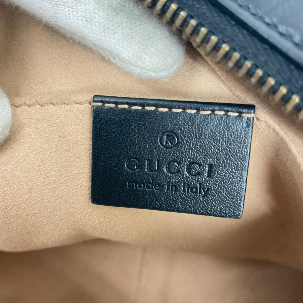 GUCCI グッチ ショルダーバッグ GGマーモント 448065 レザー ブラック 黒 ゴールド金具 レディース【中古品】