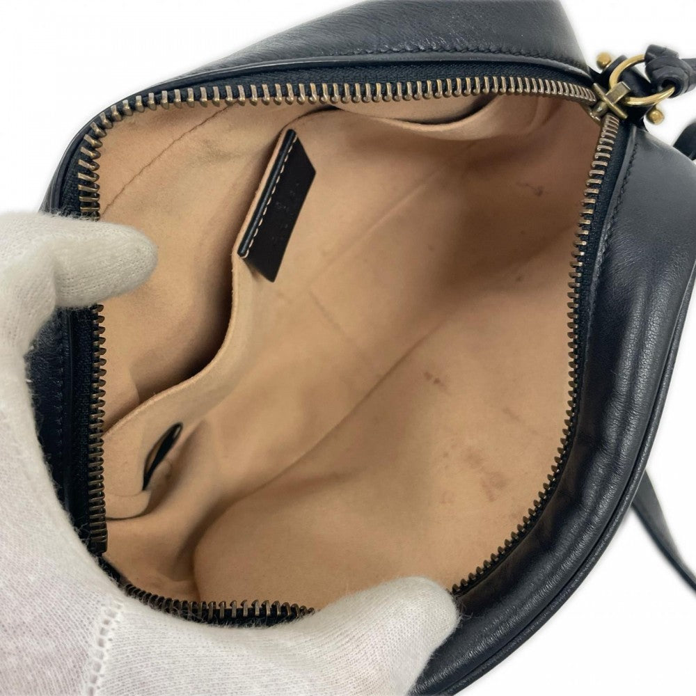 GUCCI グッチ ショルダーバッグ GGマーモント 448065 レザー ブラック 黒 ゴールド金具 レディース【中古品】