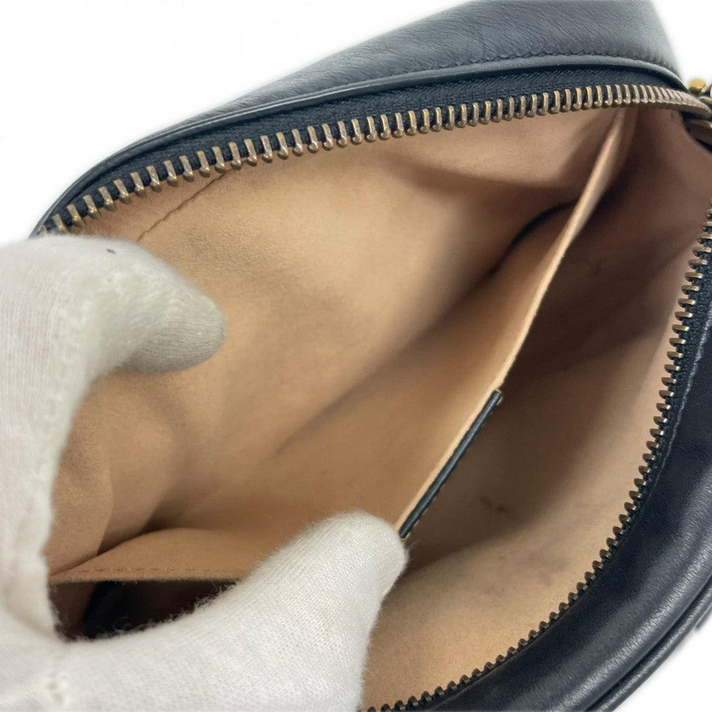GUCCI グッチ ショルダーバッグ GGマーモント 448065 レザー ブラック 黒 ゴールド金具 レディース【中古品】