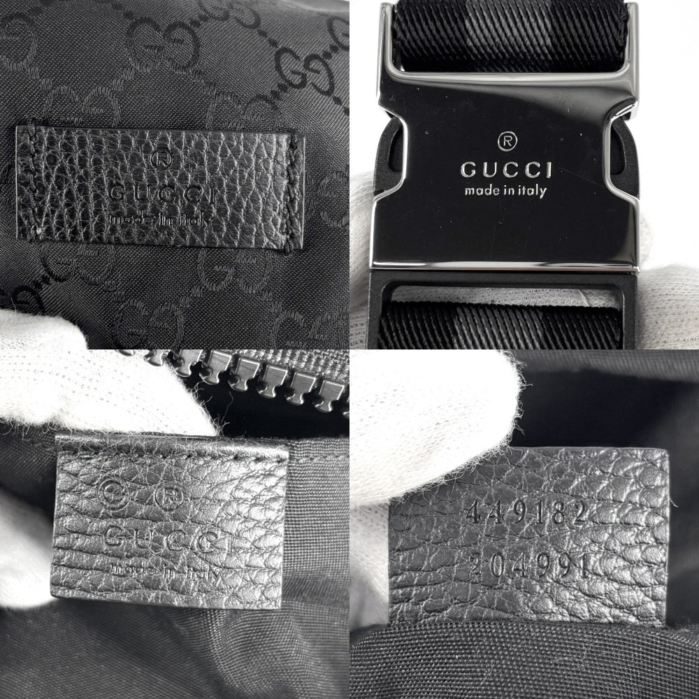 【開店SALE】 GUCCI グッチ ウエストバッグ ボディバッグ ショルダーバッグ 449182 GGナイロン ブラック 黒 シルバー金具 メンズ【中古品】