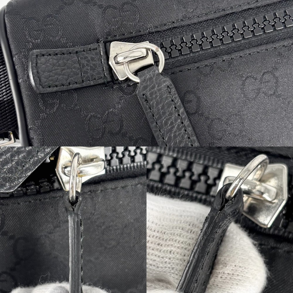 【開店SALE】 GUCCI グッチ ウエストバッグ ボディバッグ ショルダーバッグ 449182 GGナイロン ブラック 黒 シルバー金具 メンズ【中古品】