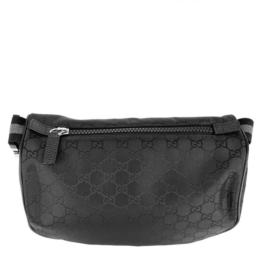 【開店SALE】 GUCCI グッチ ウエストバッグ ボディバッグ ショルダーバッグ 449182 GGナイロン ブラック 黒 シルバー金具 メンズ【中古品】