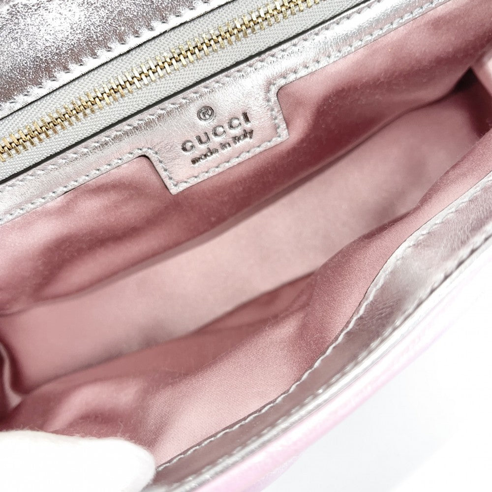 GUCCI グッチ ショルダーバッグ GGマーモント キルティングスモールチェーンショルダー　 443497 レザー オーロラピンク ゴールド金具 レディース【中古品】