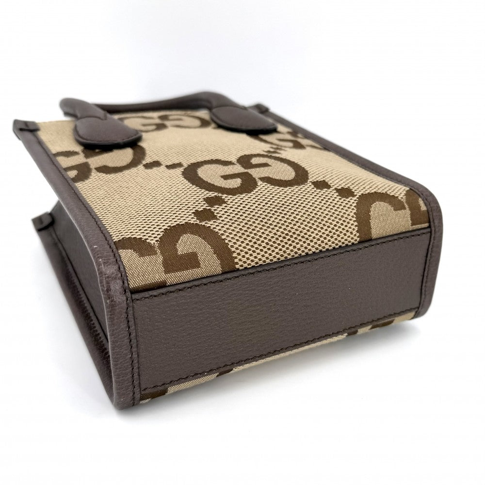 GUCCI グッチ 2WAY ジャンボGG ミニトートバッグ ハンドバッグ ショルダーバッグ 699406 ベージュ ブラウン 茶 ゴールド金具 レディース【中古品】