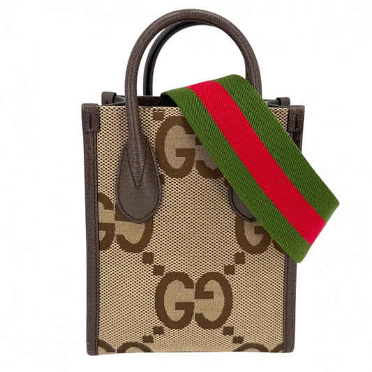 【開店SALE】 GUCCI グッチ 2WAY ジャンボGG ミニトートバッグ ハンドバッグ ショルダーバッグ 699406 ベージュ ブラウン 茶 ゴールド金具 レディース【中古品】