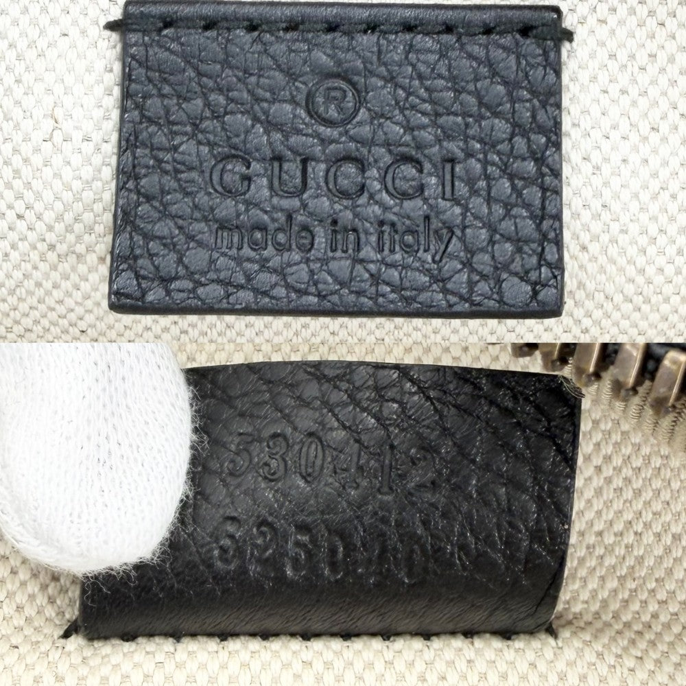 GUCCI グッチ ウエストバッグ ロゴプリント ボディバッグ シェリーライン 530412 レザー ブラック 黒 ゴールド金具 ユニセックス【中古品】