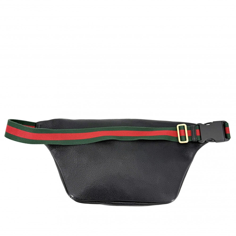 【開店SALE】 GUCCI グッチ ウエストバッグ ロゴプリント ボディバッグ シェリーライン 530412 レザー ブラック 黒 ゴールド金具 ユニセックス【中古品】