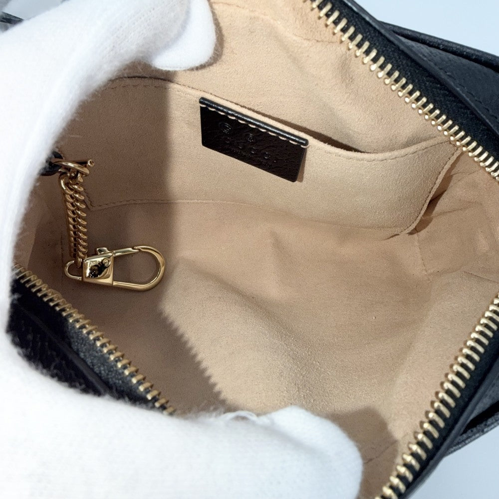 GUCCI グッチ ショルダーバッグ オフィディア スモール ポシェット 719885 レザー ブラック 黒 ゴールド金具 レディース【中古品】
