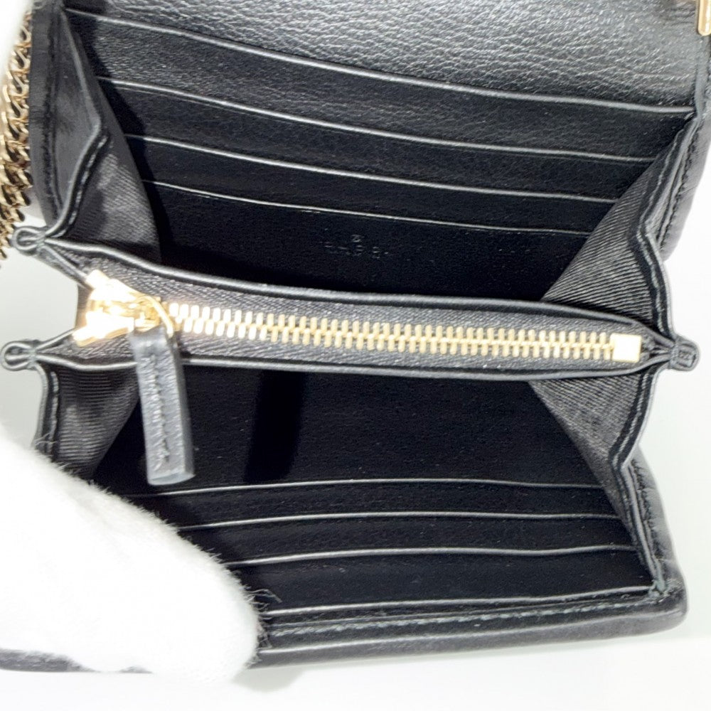 GUCCI グッチ チェーンウォレット ブロンディ ショルダーバッグ ポシェット GG 725219 レザー ブラック 黒 ゴールド金具 レディース【中古品】