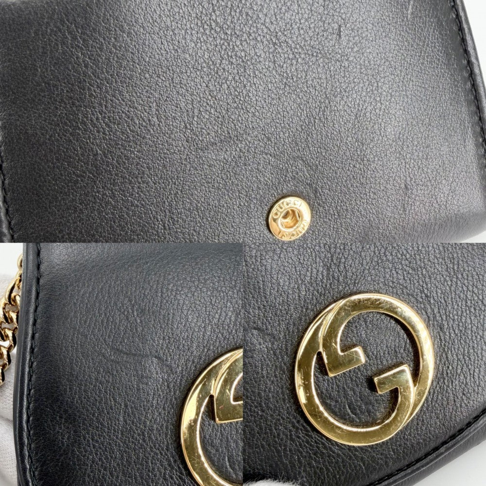 GUCCI グッチ チェーンウォレット ブロンディ ショルダーバッグ ポシェット GG 725219 レザー ブラック 黒 ゴールド金具 レディース【中古品】