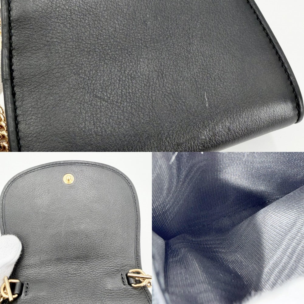 GUCCI グッチ チェーンウォレット ブロンディ ショルダーバッグ ポシェット GG 725219 レザー ブラック 黒 ゴールド金具 レディース【中古品】
