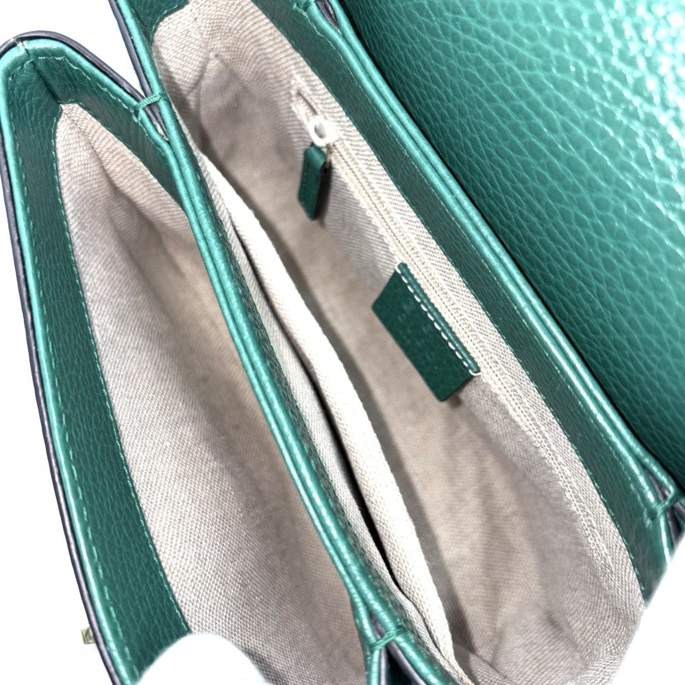 GUCCI グッチ ショルダーバッグ インターロッキングG チェーン 607720 レザー グリーン 緑 ゴールド金具 レディース【中古品】