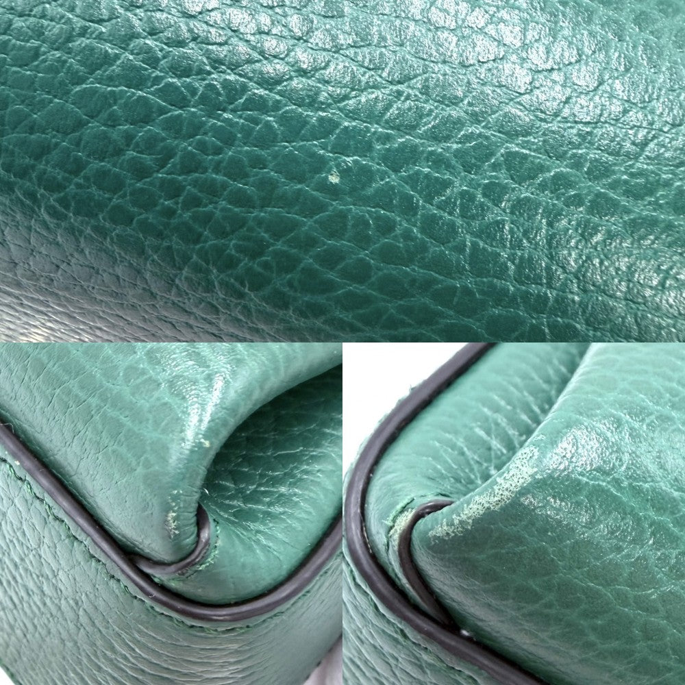 GUCCI グッチ ショルダーバッグ インターロッキングG チェーン 607720 レザー グリーン 緑 ゴールド金具 レディース【中古品】