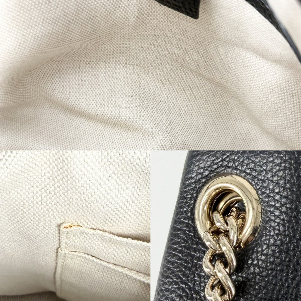 GUCCI グッチ トートバッグ ソーホー チェーンショルダー GG ハンドバッグ タッセル 536196 レザー ブラック 黒 ゴールド金具 レディース【中古品】