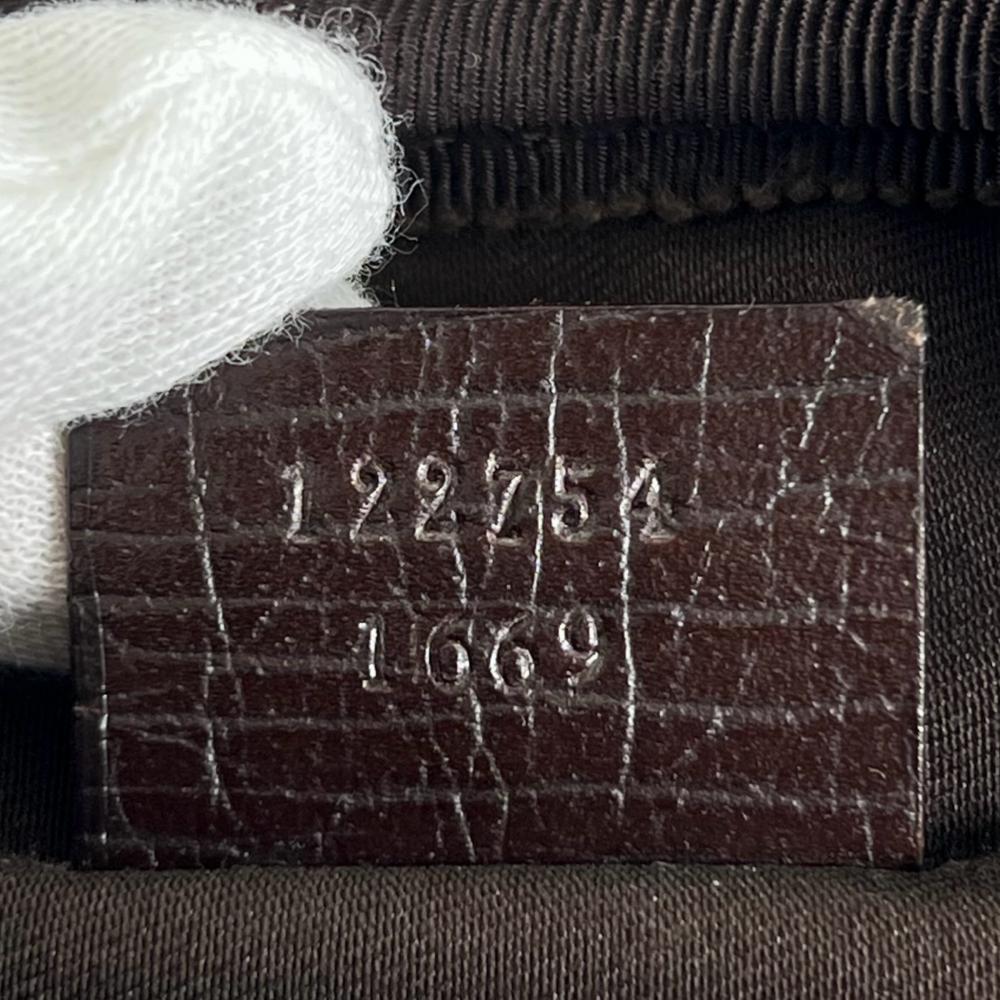 GUCCI グッチ ショルダーバッグ GGスプリーム ミニマル 122754 PVCコーティングキャンバス レザー ブラウン 茶 シルバー金具 メンズ【中古品】