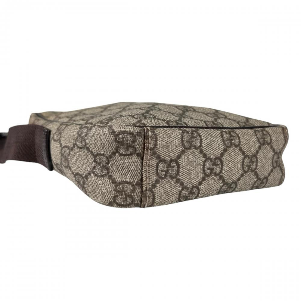 GUCCI グッチ ショルダーバッグ GGスプリーム ミニマル 122754 PVCコーティングキャンバス レザー ブラウン 茶 シルバー金具 メンズ【中古品】
