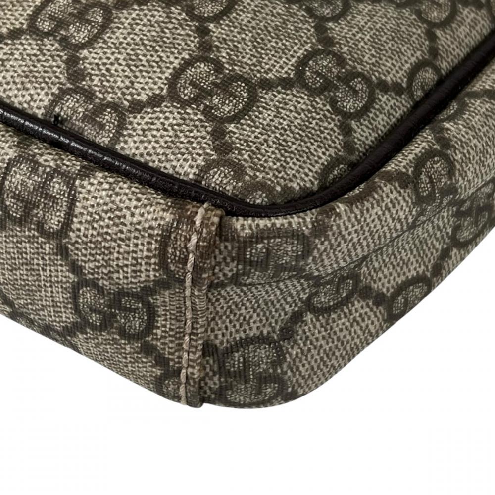 GUCCI グッチ ショルダーバッグ GGスプリーム ミニマル 122754 PVCコーティングキャンバス レザー ブラウン 茶 シルバー金具 メンズ【中古品】