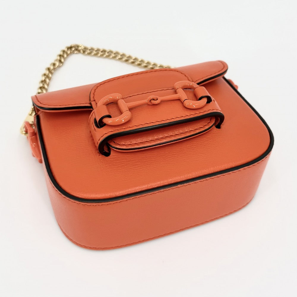 GUCCI グッチ 2WAY ミニホースビット1955 ミニハンドバッグ ショルダーバッグ 726863 レザー オレンジ ゴールド金具 レディース【中古品】