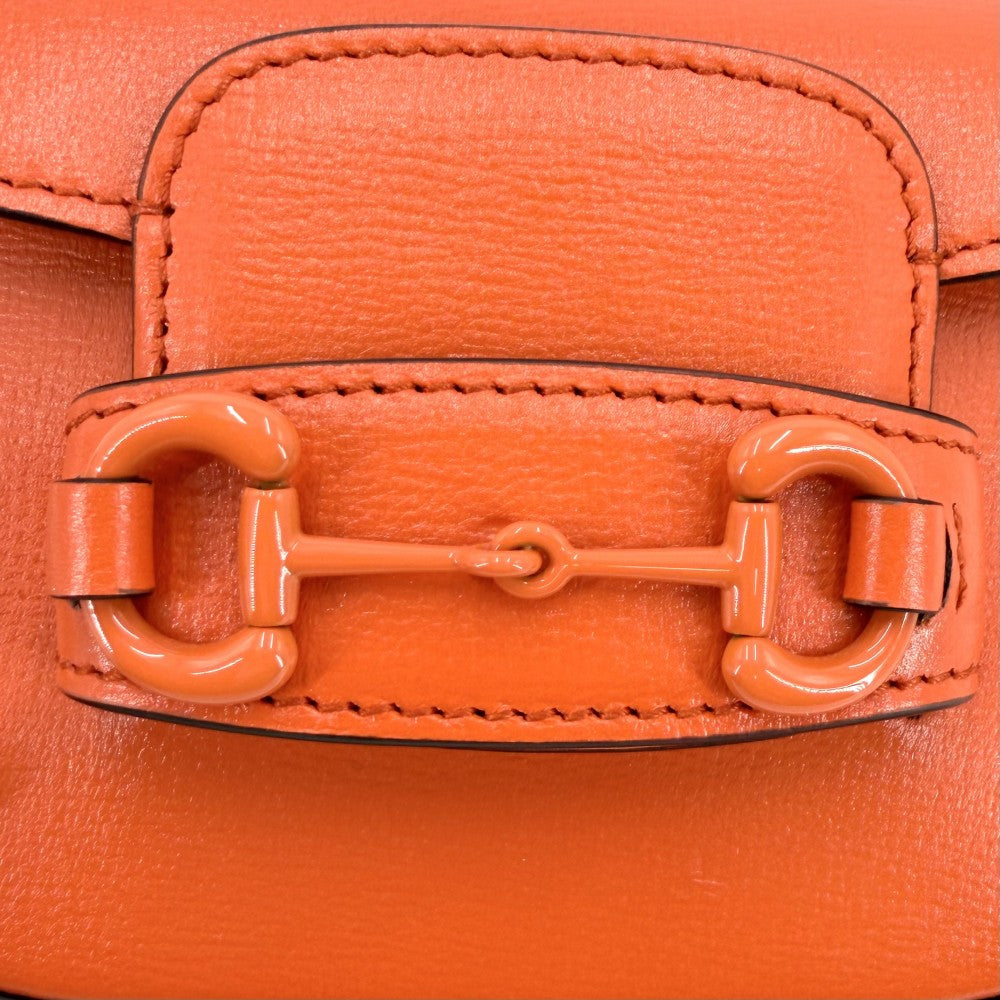 GUCCI グッチ 2WAY ミニホースビット1955 ミニハンドバッグ ショルダーバッグ 726863 レザー オレンジ ゴールド金具 レディース【中古品】