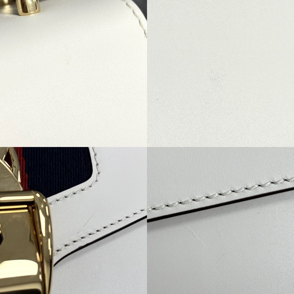 GUCCI グッチ ショルダーバッグ シェリーライン シルヴィ 421882 レザー ホワイト 白 ゴールド金具 レディース【中古品】
