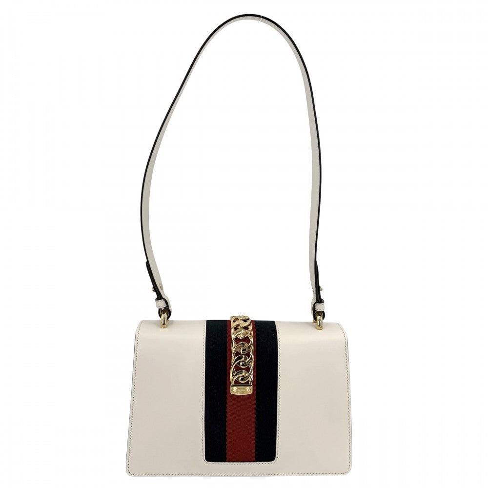 GUCCI グッチ ショルダーバッグ シェリーライン シルヴィ 421882 レザー ホワイト 白 ゴールド金具 レディース【中古品】