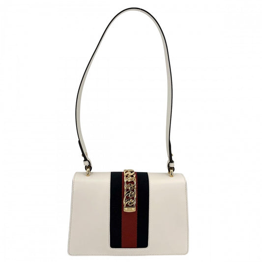 GUCCI グッチ ショルダーバッグ シェリーライン シルヴィ 421882 レザー ホワイト 白 ゴールド金具 レディース【中古品】