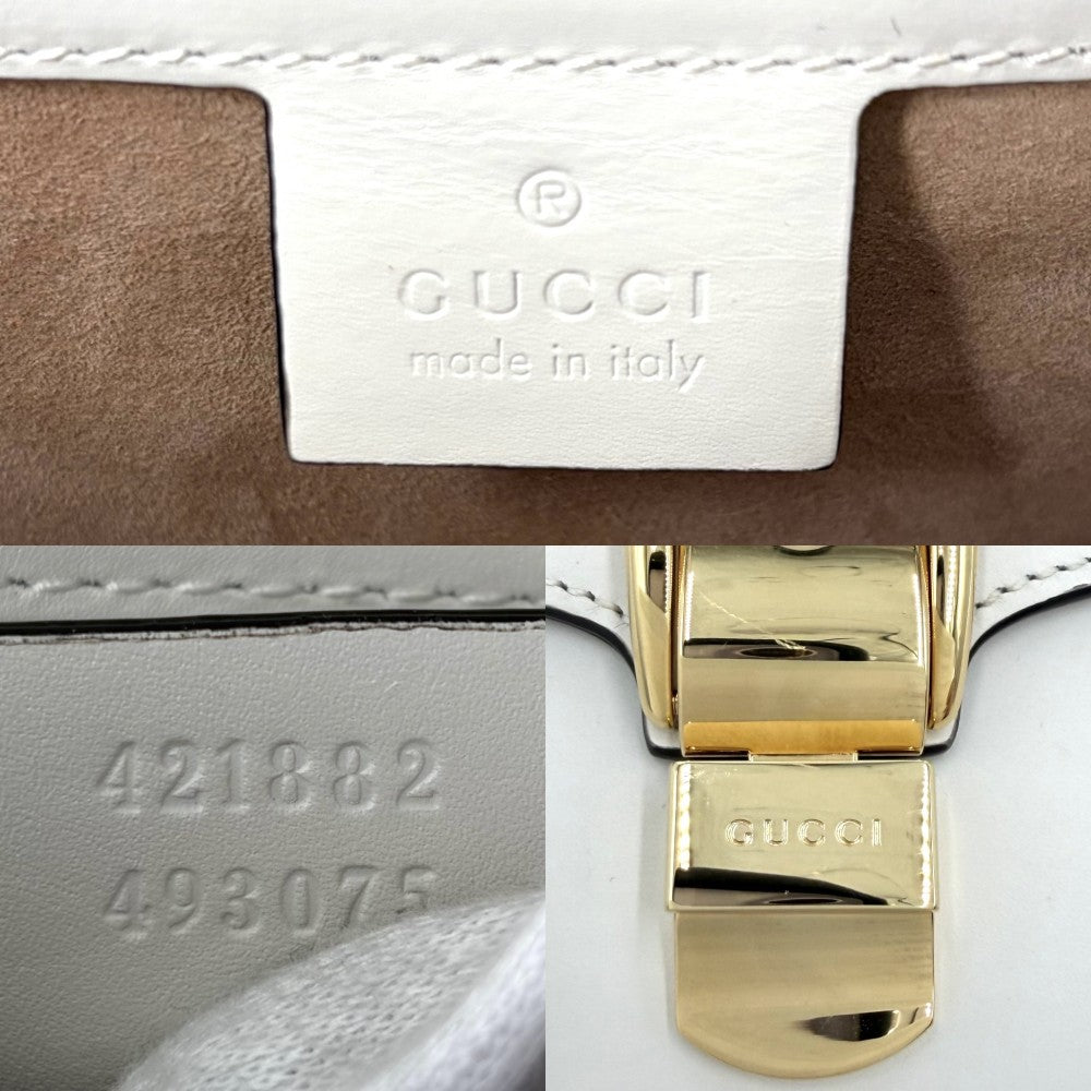 GUCCI グッチ ショルダーバッグ シェリーライン シルヴィ 421882 レザー ホワイト 白 ゴールド金具 レディース【中古品】