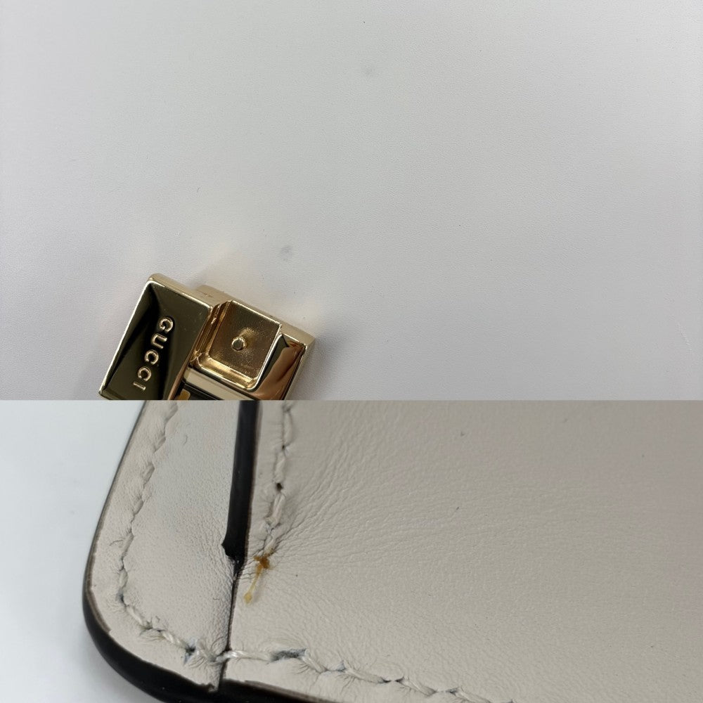 GUCCI グッチ ショルダーバッグ シェリーライン シルヴィ 421882 レザー ホワイト 白 ゴールド金具 レディース【中古品】