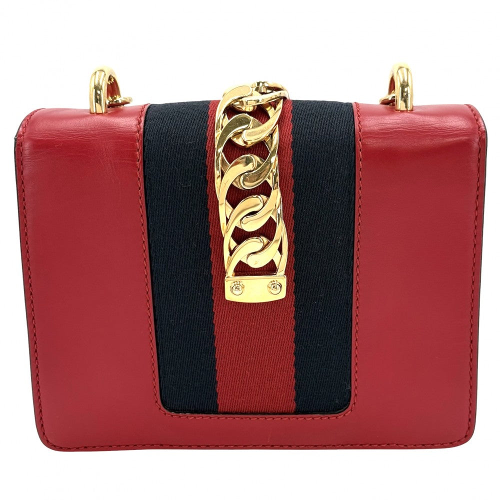 GUCCI グッチ ショルダーバッグ シェリーライン シルヴィ 431666 レザー レッド 赤 ゴールド金具 レディース【中古品】
