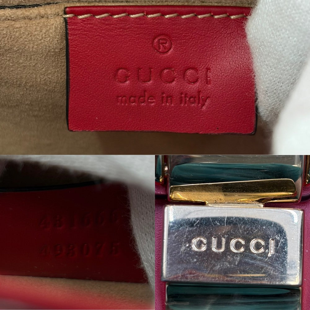 GUCCI グッチ ショルダーバッグ シェリーライン シルヴィ 431666 レザー レッド 赤 ゴールド金具 レディース【中古品】