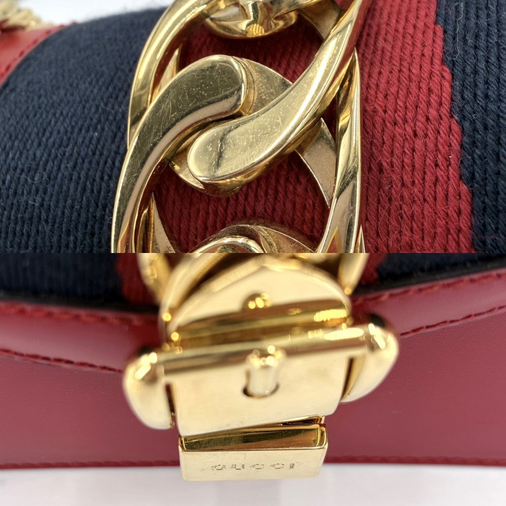 GUCCI グッチ ショルダーバッグ シェリーライン シルヴィ 431666 レザー レッド 赤 ゴールド金具 レディース【中古品】
