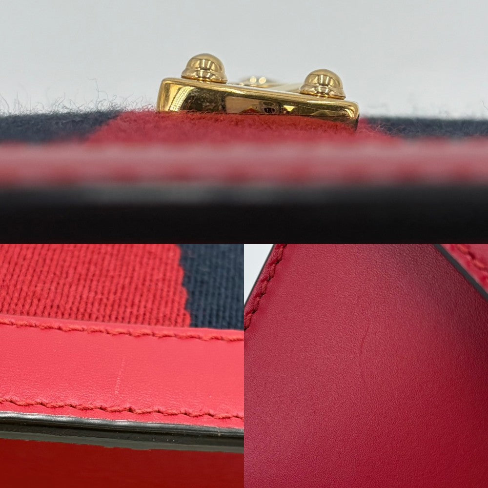 GUCCI グッチ ショルダーバッグ シェリーライン シルヴィ 431666 レザー レッド 赤 ゴールド金具 レディース【中古品】