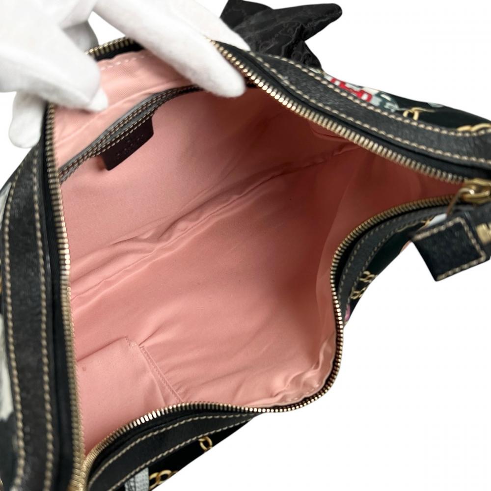 GUCCI グッチ ショルダーバッグ シャーミー ワンショルダー 153010 シルク ブラック 黒 ゴールド金具 レディース【中古品】