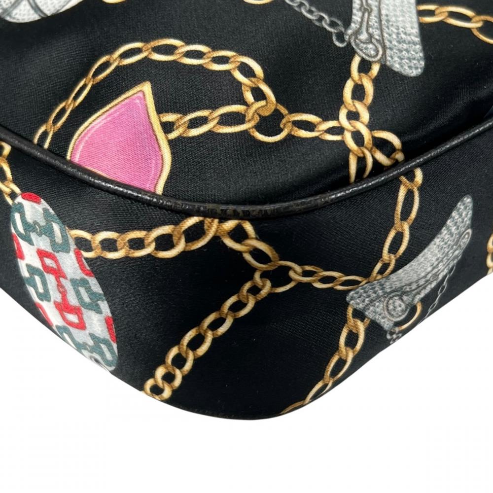 GUCCI グッチ ショルダーバッグ シャーミー ワンショルダー 153010 シルク ブラック 黒 ゴールド金具 レディース【中古品】