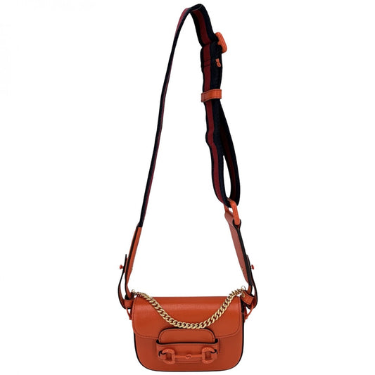 GUCCI グッチ 2WAY ミニホースビット1955 ミニハンドバッグ ショルダーバッグ 726863 レザー オレンジ ゴールド金具 レディース【中古品】
