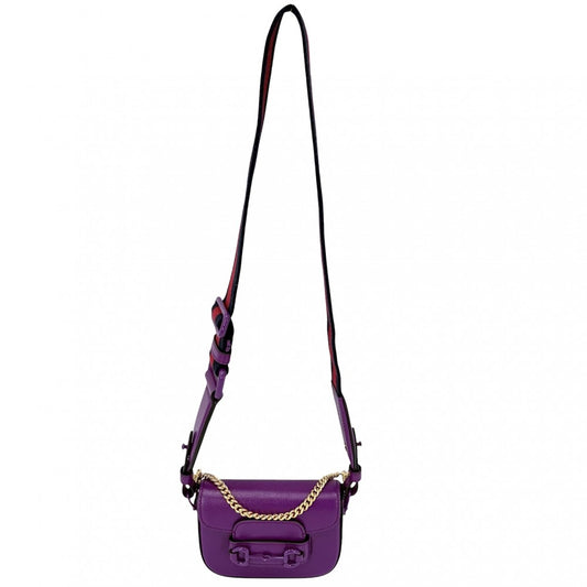 GUCCI グッチ 2WAY ミニホースビット1955 ミニハンドバッグ ショルダーバッグ 726863 レザー パープル 紫
 ゴールド金具 レディース【中古品】