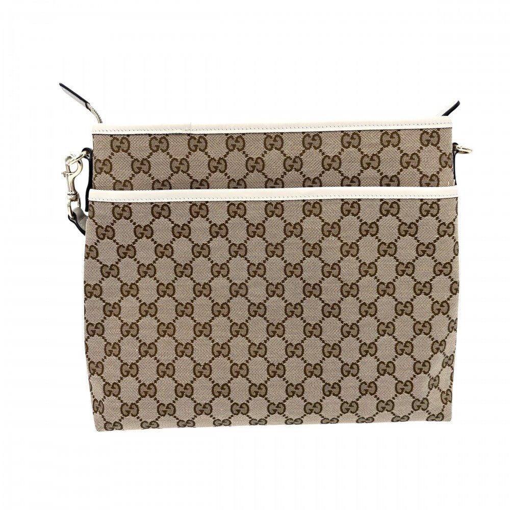 GUCCI グッチ ショルダーバッグ GG 男女兼用 メンズ レディース 388924 GGキャンバス ベージュ ホワイト 白 ソフトゴールド金具 ユニセックス【中古品】