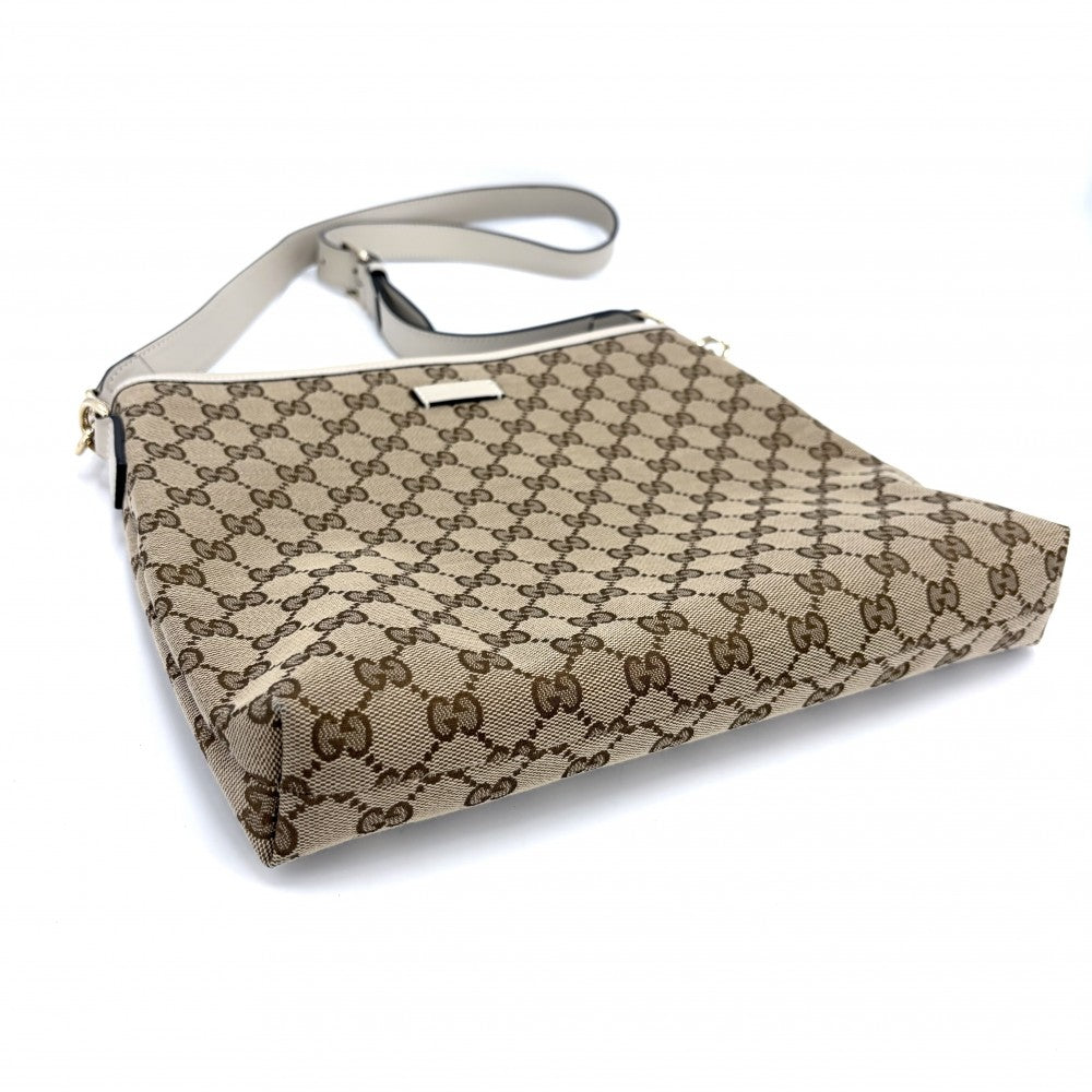 GUCCI グッチ ショルダーバッグ GG 男女兼用 メンズ レディース 388924 GGキャンバス ベージュ ホワイト 白 ソフトゴールド金具 ユニセックス【中古品】