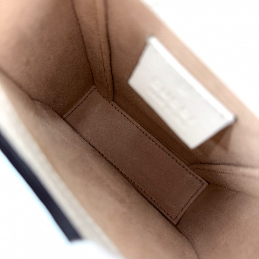 GUCCI グッチ ショルダーバッグ ホースビット1955 ミニバッグ ポシェット 625615 GGスプリームキャンバス レザー ホワイト 白 ベージュ ゴールド金具 レディース【中古品】