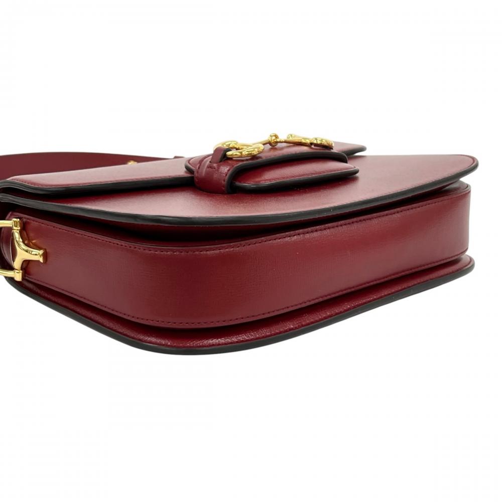 GUCCI グッチ ショルダーバッグ ホースビット1955 ワンショルダー 602204 レザー レッド 赤 ゴールド金具 レディース【中古品】