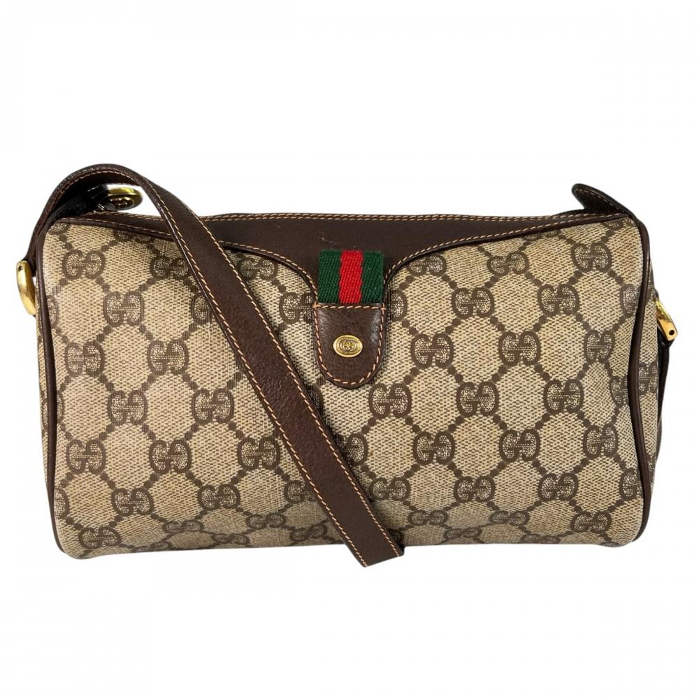 GUCCI グッチ ショルダーバッグ オールドグッチ シェリーライン GGスプリーム 89.02.018 PVCコーティングキャンバス マルチカラー ゴールド金具 レディース【中古品】